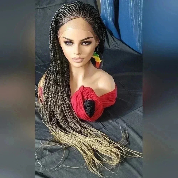 .Beautiful Braided lace wig, short wig ombre wigs, afro wig, 100% handmade NWT - Picture 4 of 16